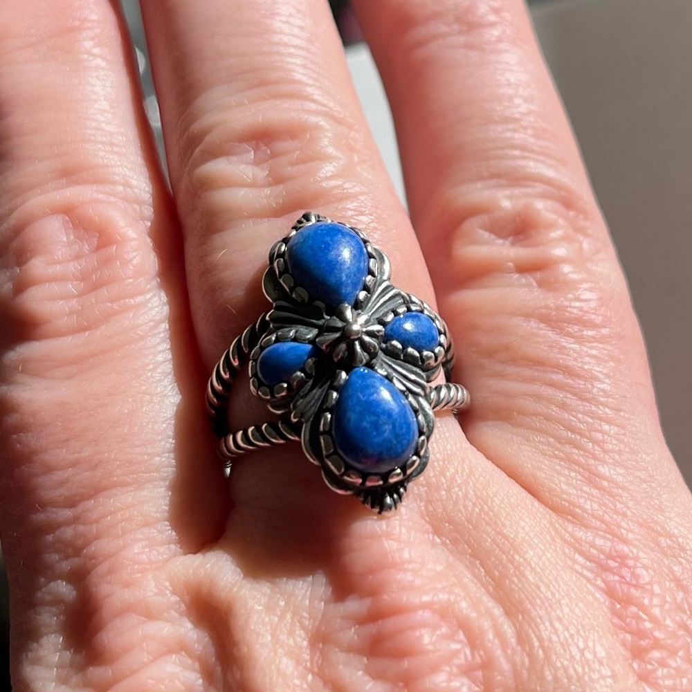 American West Lapis Gemstone & Sterling Silver Ring - Size 8